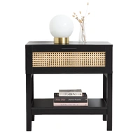 Casa Decor Tulum Black Rattan Bedside Table 10003614