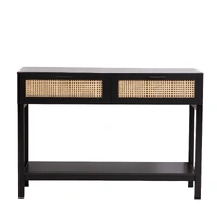 Casa Decor Tulum Black Rattan Console Table 10003616
