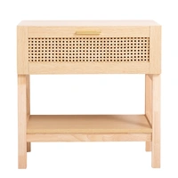 Casa Decor Santiago Oak Rattan Bedside Table 10003619