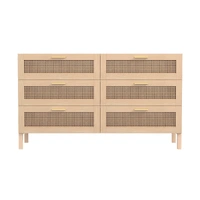 Casa Decor Santiago Oak Rattan Chest of Drawers 10003620