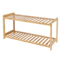 Casa Decor 2 Tier Bamboo Shoe Stool Compact, Durable, Storage Oak 10005042