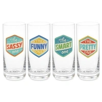 Hallmark Shoebox Badges Of Honour Funny Drinking Glasses, Set Of 4  1SHX1009A