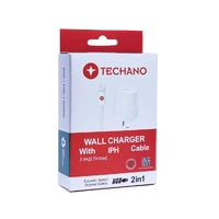 Techano Wall Charger with Lightning Cable 2.1A (2.7A Max) 294
