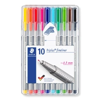 Staedtler TriPlus FineLiner - Wallet of 10 Assorted Colours 334-SB10