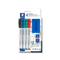 Staedtler Lumocolor Whiteboard Compact Marker Bullet Point asst 4 Colours Plus Eraser 341-S-BK4