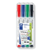 Staedtler Lumocolor Whiteboard Compact Marker Bullet Point Assorted Wallet 4 Colours 341-WP4