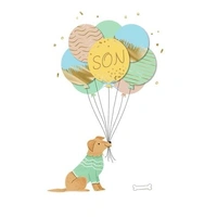 Hallmark Signature Birthday Card For Son Dog & Balloons Pack of 3 40043758