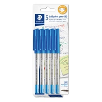 Staedtler Ballpoint Pen Stick 430 Medium - Blue, Card of 5 430MA-3BK5