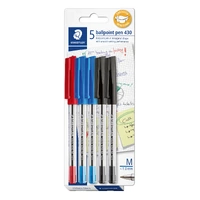 Staedtler Ballpoint Pen Stick 430 Medium - Card of 5 Assorted Colours 430MA-SBK5