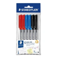 Staedtler Ballpoint Pen Stick 430 Medium - Polybag of 6 Assorted Colours 430MA-SPB6