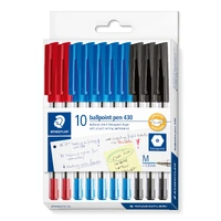 Staedtler Ballpoint Pen Stick 430 Medium - Pack of 10 Assorted Colours 430MASC10