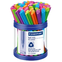 Staedtler Stick 432 Triangular Ballpoint Pen - Medium Cup of 50 Assorted Colours 43235MKP50