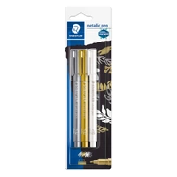 Staedtler Metallic Marker - White, Silver and Gold, Card 3 8323-S-BK3