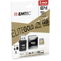 Emtec MicroSD Card SDXC UHS-I Memory Card 64GB Class 10 With SD USB Adapter