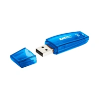 Emtec C410 32GB USB 2.0 Flash Drive Blue Recycled Plastic Compact Design for PC Mac and Linux