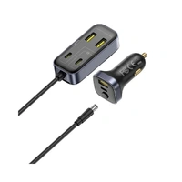 BASEUS Backseatpal L1 In-Vehicle Cigarette Lighter Car Charger 3 USB 3 Type-C Power Strip Black