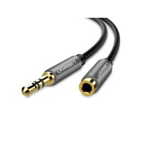 UGREEN 3.5mm Male to Female Audio Extension Cable – 3m Black Aluminum Alloy Tangle-Free