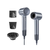 Laifen Swift Special High Speed Hair Dryer Silver Blue 110000 RPM with 3 Styling Nozzles
