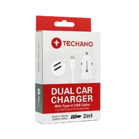 Techano Dual Car Charger with Type-C USB Cable AC160