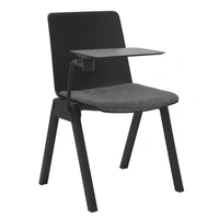 Academy Stacking Chair With Seat Pad & Right Hand Sided Tablet Arm - Black/Black Fabric ACAD-TA-SP-BL-BL-FBK