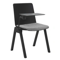 Academy Stacking Chair With Seat Pad & Right Hand Sided Tablet Arm - Black/Light Grey Fabric ACAD-TA-SP-BL-BL-LGR