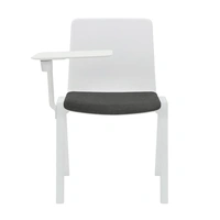 Academy Stacking Chair With Seat Pad & Right Hand Sided Tablet Arm - White/Black Fabric ACAD-TA-SP-WH-WH-FBK