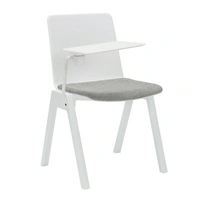 Academy Stacking Chair With Seat Pad & Right Hand Sided Tablet Arm - White/Light Grey Fabric ACAD-TA-SP-WH-WH-LGR