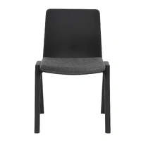 Academy Stacking Chair With Upholstered Seat Pad - Black/Black Fabric ACAD-WSP-BL-FBK