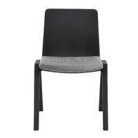 Academy Stacking Chair With Upholstered Seat Pad - Black/Light Grey Fabric ACAD-WSP-BL-LGR