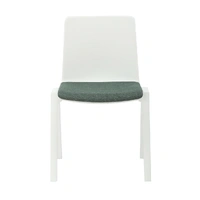 Academy Stacking Chair With Upholstered Seat Pad - White/Emerald Green Fabric ACAD-WSP-WH-EGN