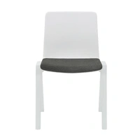 Academy Stacking Chair With Upholstered Seat Pad - White/Black Fabric ACAD-WSP-WH-FBK