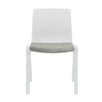 Academy Stacking Chair With Upholstered Seat Pad - White/Light Grey Fabric ACAD-WSP-WH-LGR