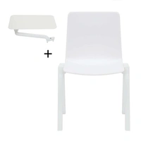 Academy Stacking Chair With Right Hand Tablet Arm - White ACAD-WTARM-WH-WH