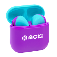 MokiPods Mini TWS Earphones for Kids Volume Limited - Purple/Aqua ACC-MPMPMPA