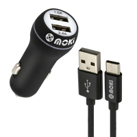 Moki Braided USB-C SynCharge Cable + Car ACC-MSTCCAR