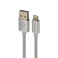 Moki Lightning to USB-A SynCharge Braided Cable Silver - 90cm ACC-MSTLCABSV