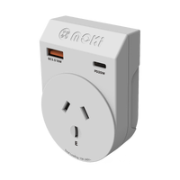 Moki Travel Adaptor Plus Outbound - AU/NZ to India + PD20W USB-C & QC 3.0 USB-A ACC-MTAOIDP