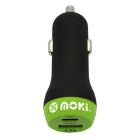 Moki Car Charger + (USB-C + USB) 3.0 RapidCharge - Black ACC-MTCCP