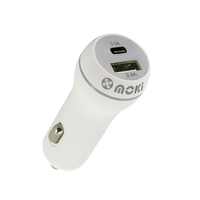 Moki Car Charger + (USB-C + USB A) 3.0 RapidCharge - White ACC-MTCCPW