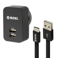 Moki USB-C to USB-A SynCharge Cable + Wall ACC-MTCWALL