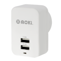 Moki Dual USB Wall Charger - White ACC-MUSBWW