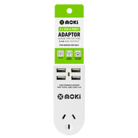 Moki Adaptor - 1 Socket + 4 USB-A ACC-PAUSB4
