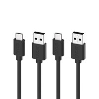 Moki USB-A to USB-C SynCharge Cable 1m - Jet Black Twin Pack ACC-SACMJB2