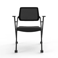 Air Mesh Back Training Chair - Black Mesh Back Rest with Black Fabric Upholstered Seat Pan AIR-FBK