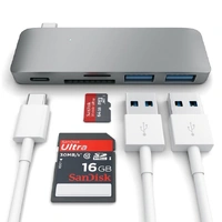Laser USB Type-C OTG with USB 3.0 Female Adapter and SD Card Reader Dark Gray AO-UC3OTGSD-D