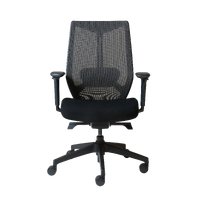 Arco Mesh Back Operator Chair - Black Korean High Elastic Mesh Back Rest & Black Fabric Upholstery Seat ARCO-BL