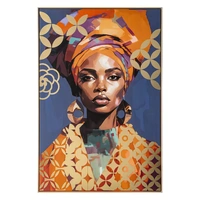 Urban Style Brushmarks Foiled Canvas African Woman Blue 825x35x1225mm ARTGF0005