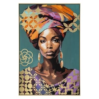 Urban Style Brushmarks Foiled Canvas African Woman Teal 825x35x1225mm ARTGF0006