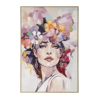 Urban Style Brushmarks Embellished Canvas Flower Woman Pink 825x35x1225mm ARTHPP0008