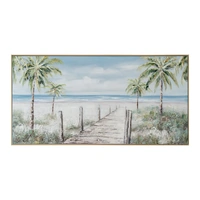 Urban Style Brushmarks Oil Painting Textured Palmtree Boardwalk 1425x35x725mm ARTOP0007